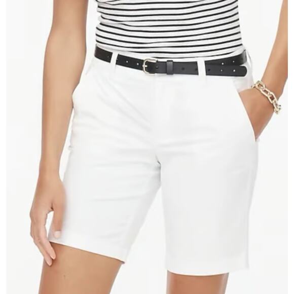 J.Crew 9" Frankie Bermuda Chino Short Cotton Mid Rise White Classic US 14 NWT - Picture 1 of 10